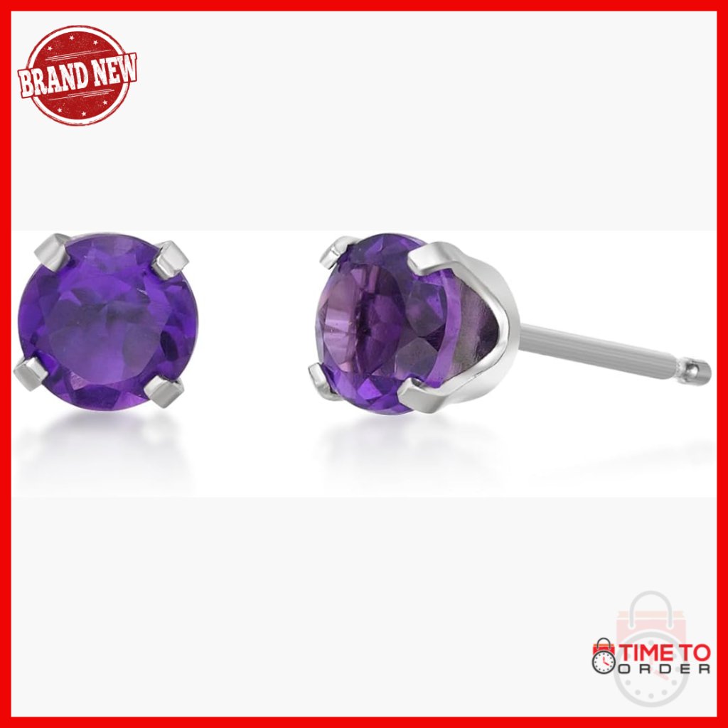 14k Gold Gemstone Stud Earrings 5mm Round Push Back Birthstone